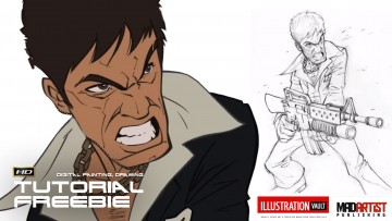 Digital Artist & illustrator Patrick Brown Tutorial on how to draw & paint Tony Montana of SCARFACE